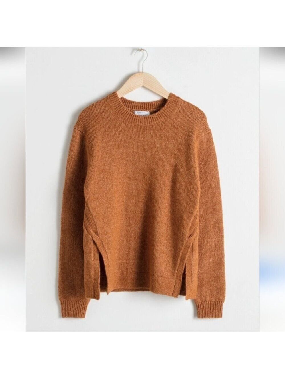 & OTHER STORIES | Cable Slit Sweater Brown Alpaca Wool Sz XS